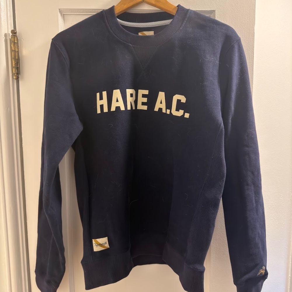 Tracksmith Hare A.C. Trackhouse Crew - Men’s Small - Navy Blue
